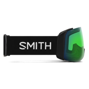 Smith snow goggles with black strap and green reflective lens
