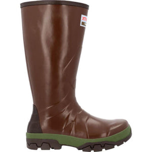 Xtratuf brown rubber work boot with green sole