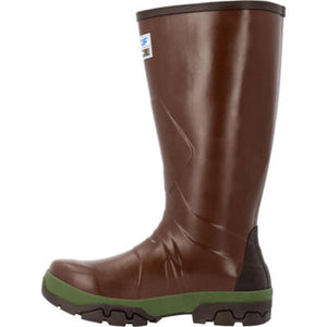 Xtratuf brown rubber work boot with green sole