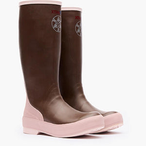Xtratuf brown and pink rubber boots