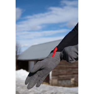 Hestra grey merino wool liner gloves with textured grip palms
