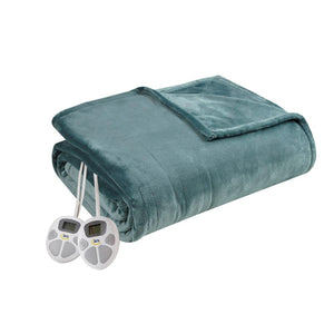 Serta teal heated electric blanket with two digital controllers