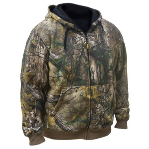 DeWalt camo zip up hooded sweatshirt with ribbed cuffs and hem