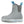 Grey Kamik rain boot with blue pull tabs and white sole