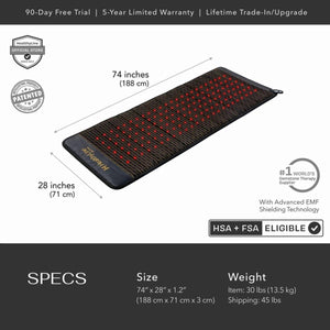 HealthyLine gemstone therapy mat dimensions and specifications