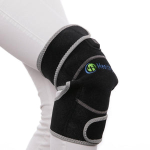 Black Healthy knee brace with grey trim worn on a bent leg