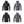 Front and back views of black and grey Kelvin hooded puffer jackets