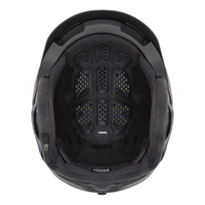 Interior view of a black Smith Optics helmet showing the protective lining and ventilation system