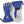 Hestra blue and grey gauntlet ski gloves with adjustable wrist strap and Hestra logo