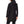 Back view of a black Helly Hansen hooded rain jacket