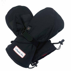Volt Heat black heated mittens with adjustable wrist strap and logo patch