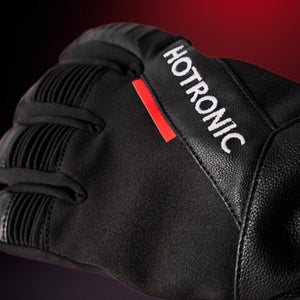 Black Hotronic glove with textured leather and fabric detailing