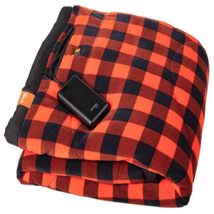 Gobi Heat orange and black plaid heated blanket with battery pack