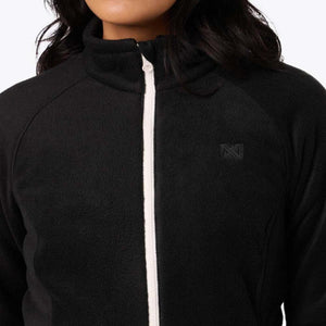 Mobile Warming black fleece jacket with white front zipper