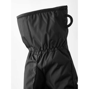 Black Hestra mitten cuff with elastic wrist and pull tab