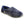 Acorn navy plaid slipper with blue faux fur lining and tan rubber sole