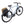 Light blue bicycle with a tan and black pannier bag attached to the rear rack