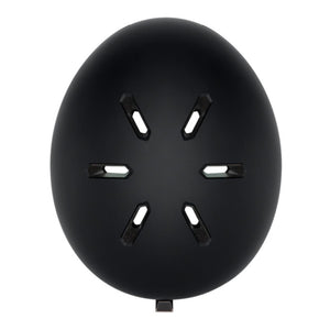 Top view of a matte black Smith Optics helmet with six ventilation slots