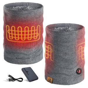 ActionHeat grey fleece lined neck gaiter with heating elements power bank and charging cable
