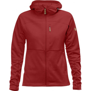 FjallRaven red hooded zip up fleece jacket with chest pocket