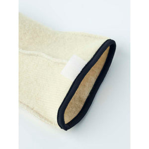Hestra beige wool glove liner with black trim