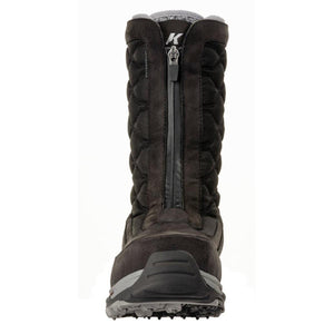 Korkers black quilted waterproof winter boot with front zipper closure