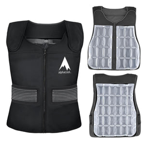 AlphaCool black cooling vest with internal ice pack inserts