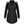 Black quilted parka with faux fur hood and front zipper closure