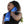 Woman using a blue Mission cooling towel around her neck