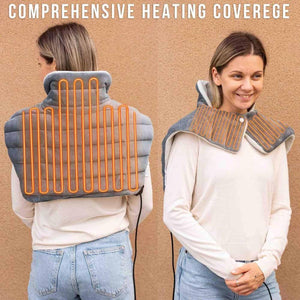 Zone Tech electric heating pad worn over shoulders showing internal heating wire pattern