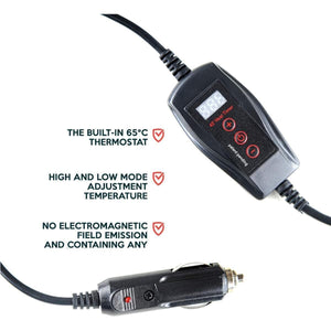 Zone Tech car seat heater controller with digital display and 12V power adapter