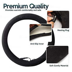 Zonetech heated steering wheel cover with heating plug anti slip inner and soft material details