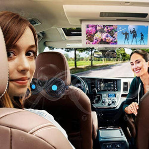 Zone Tech dual head car fan mounted on headrest in vehicle interior