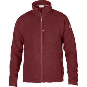 FjallRaven red fleece jacket with full zip and chest pocket